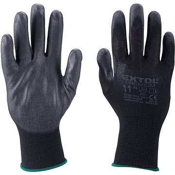 

EXTOL PREMIUM Rukavice z polyesteru polomáčené v PU, černé, velikost 11"