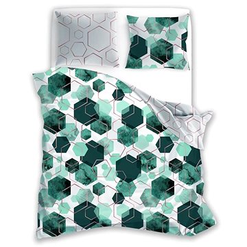 

FARO Bavlněný satén 140 × 200, 70 × 90, geometrické tvary zelené 09