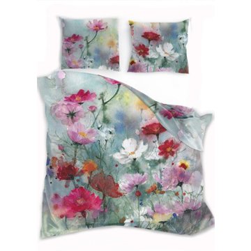 

Faro Bavlněné saténové povlečení 140 × 200 + 70 × 90 cm Luční kvítí vodové barvy