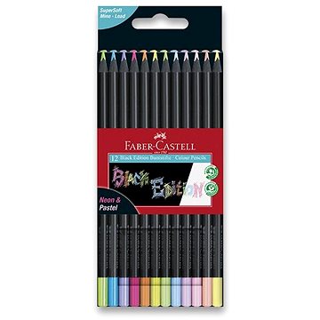 FABER-CASTELL Black Edition Neon/Pastel, 12 barev