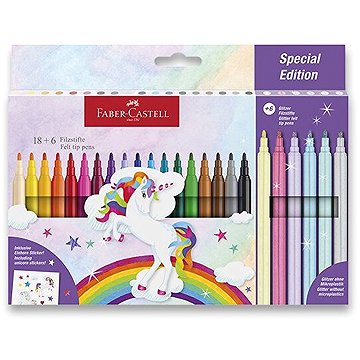 

FABER-CASTELL Unicorn, kulaté, 24 barev vč. třpytivých pastelových