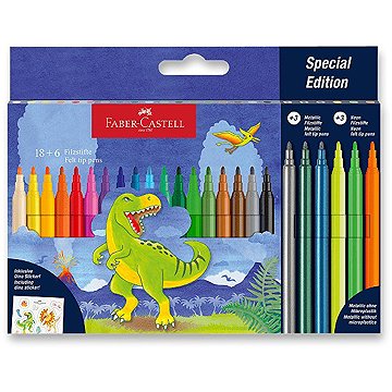 

FABER-CASTELL Dinosaurus, kulaté, 24 barev vč. metalických a neonových