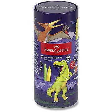 

FABER-CASTELL Connector Dinosaurus v plechové dóze, 20 barev