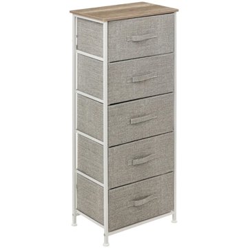 

5FIVE Textilní regál, 5 zásuvek, 45 × 30 × 114 cm, šedý