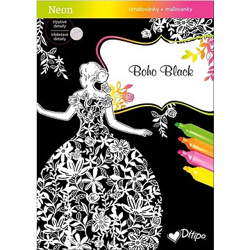 

Boho Black Neon: omalovánky, třpytivé detaily