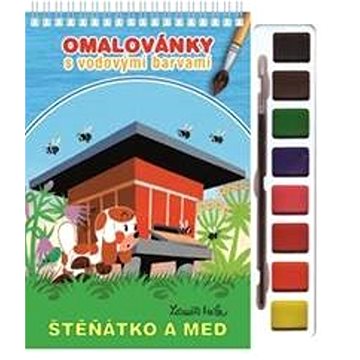 

Omalovánky s vodovými barvami a štětcem: Štěňátko a med