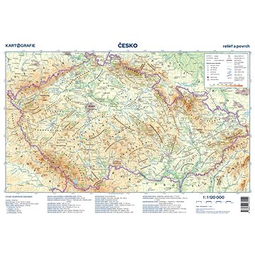 

Česko Příruční mapa: reliéf a povrch/administrativní mapa