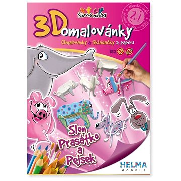 

3D omalovánky Slon, prasátko a pejsek