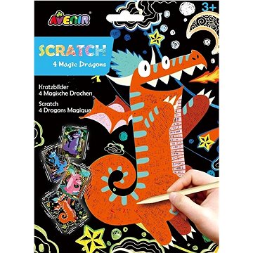 

Škrabací obrázky 4 ks Drak