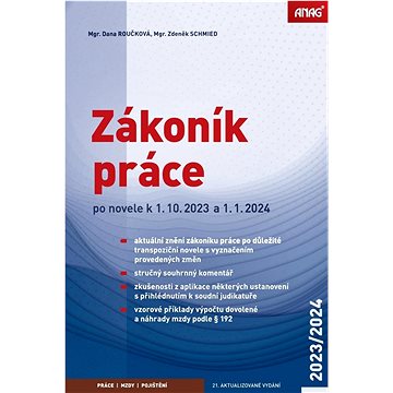 

Zákoník práce 2023/2024 (sešitové vydání): po novele k 1. 10. 2023 a 1. 1. 2024