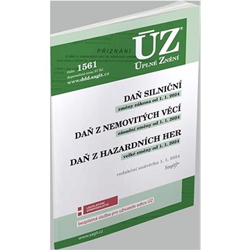 

ÚZ 1561 Daň silniční, Daň z nemovitých věcí, Daň z hazardních her