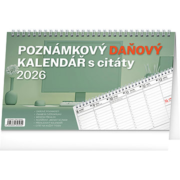 NOTIQUE Poznámkový daňový kalendář s citáty 2026
