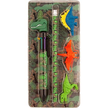 FLEXIO Dino - vícebarevné pero, tužka HB a 3 gumy