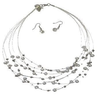 

Flor de Cristal Náhrdelník a náušnice Rozpustilé korálky - bílá