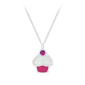 

Flor de Cristal Dětský stříbrný náhrdelník Cupcake