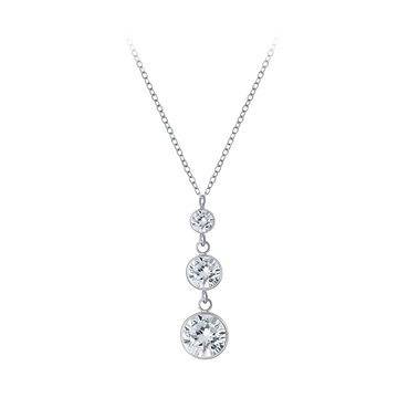 

Flor de Cristal Stříbrný náhrdelník s kulatými zirkony - bílý