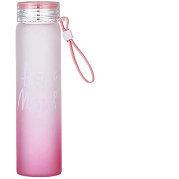 

Flamenco Mystique Přenosná láhev na vodu, 400 ml skleněná s poutkem, růžová