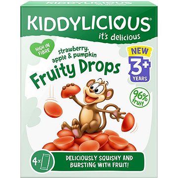 

KIDDYLICIOUS Fruity drops Jahoda, Jablko a Dýně 64 g