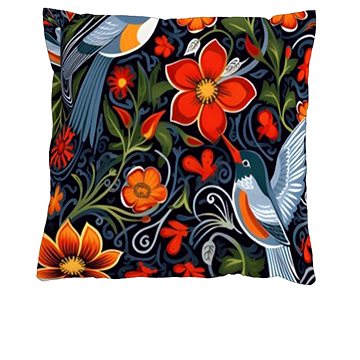 

4sleep Povlak na polštář 40 × 40 na zip velur - Ptáci a květiny