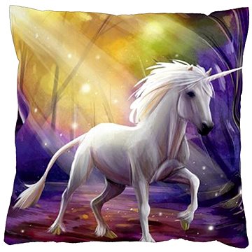 

4sleep Povlak na polštář 40 × 40 cm, na zip velur - Jednorožec bílý