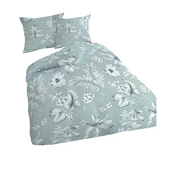 

4sleep Květy listy máta 450-3 bavlněný satén 140 × 200 + 70 × 90