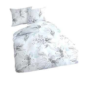 

4sleep Vodové listy šedé 451-2 bavlněný satén 140 × 200 + 70 × 90