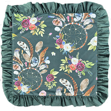 

4sleep Povlak na zip velur s volánkem 40 × 40 cm tmavě zelený