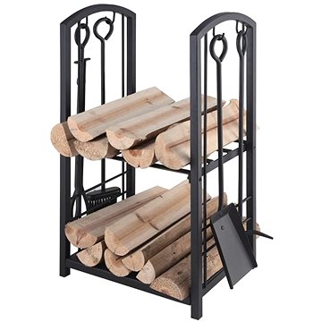

Stojan na dřevo ocelový s krbovým nářadím 5 ks 41 × 30 × 73 cm černý