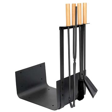 

Sada krbového nářadí s košem na dřevo 4 ks 43 × 30 × 63,5 cm dřevo/šedá