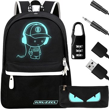 

KRUZZEL 19374 Chytrý svítící batoh s USB, penál, zámek