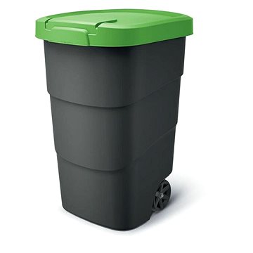 

PROSPERPLAST Popelnice s odolnými kolečky Wheeler, antracit se zeleným víkem 90 l