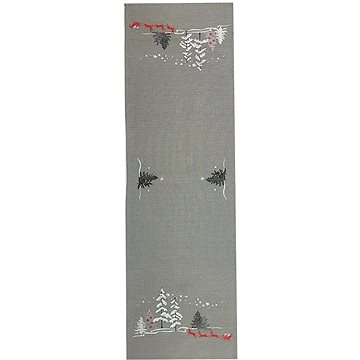 

4sleep Vánoční ubrus č.15960 červení sobi 40 × 140 cm - stříbrný