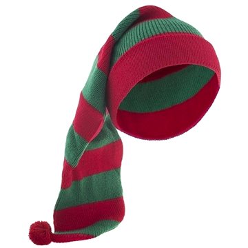 

Funny Fashion Čepice dlouhá pruhovaná červenozelená
