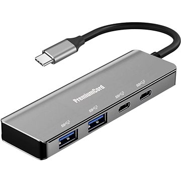 

PremiumCord 5G SuperSpeed Hub USB-C na 2x USB 3.2 C +2x USB 3.2 A, Aluminum