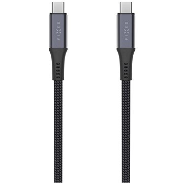 FIXED Multimedia Cable USB-C/USB-C USB4 gen2 20Gbps PD 3.1 240W 4K@60Hz 1.2m opletený šedý