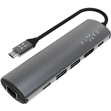 

FIXED HUB Pro 6in1 USB-C 3.2 Gen2 4k60Hz pro notebooky a tablety šedý