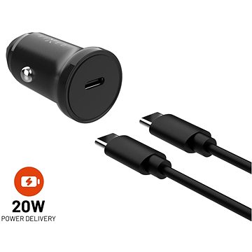 

FIXED Car s USB-C výstupem a USB-C/USB-C kabelem podpora PD 1 metr 20W černá