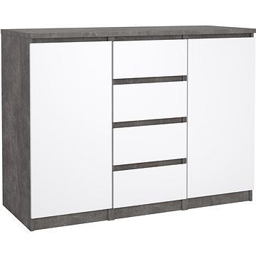 

FALCO Komoda Simplicity 236 beton / bílý lesk