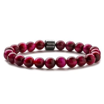 

Flor de Cristal Náramek z pravých kamenů Tygří oko Magenta a Hematit