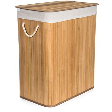 

G21 Koš 52 × 32 × 63 cm 105 l s bílým látkovým košem, bambus