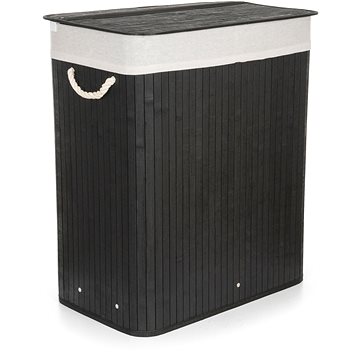 

G21 Koš 52 × 32 × 63 cm 105 l černý s bílým látkovým košem, bambus