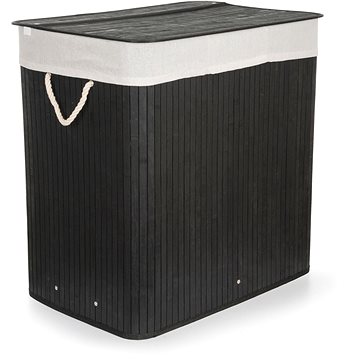 

G21 Koš 60 × 40 × 63 cm 150 l černý s bílým látkovým košem, bambus