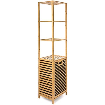 

G21 Koš 40,5 × 33 × 160 cm s 4 policemi s látkovou vložkou 30 l, bambus