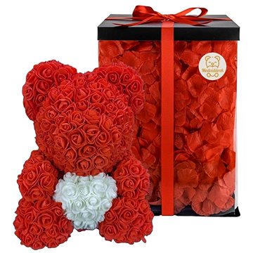 

Medvídárek Big Romantic 40 cm světle červený s bílým srdcem