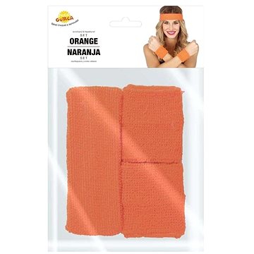 

GUIRCA Retro sada potítek s čelenkou neon - oranžové - 80.léta - disco - 3 ks