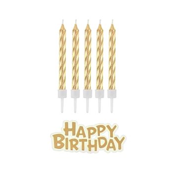 

GoDan Svíčky narozeniny – Happy Birthday, zlaté, 16 ks, 7 cm