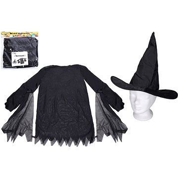Wiky Set karneval - čarodějnice (šaty, klobouk) černá