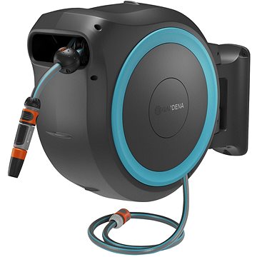 

GARDENA Naviják s hadicí - akumulátorový nástěnný box PowerRoll XXL - sada, 40 m, tyrkysový