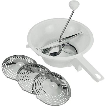 

Cedící stroj se třemi nástavci nerez/plast