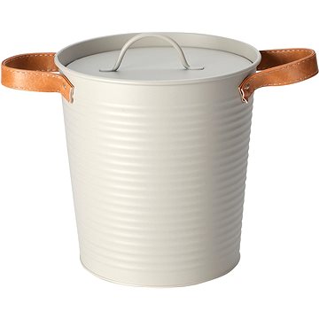

H&L Kovový kbelík na led s koženými uchy, 19,5 cm, světlešedý